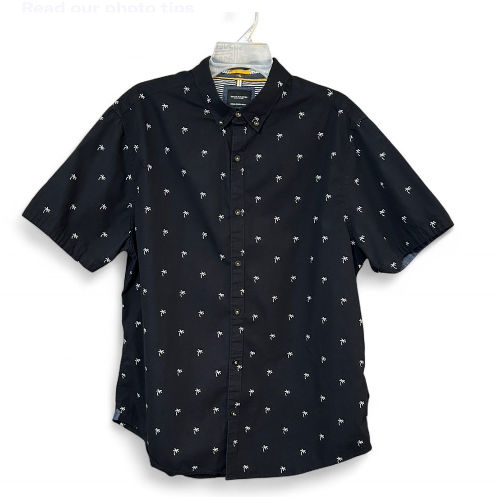 Denim & Flower Black Short Sleeve Casual Button Down Shirt XL, Exellent Cond.